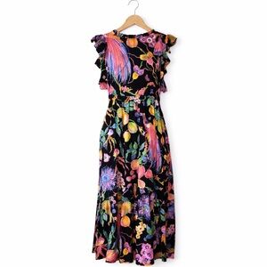Banjanan Hannah Eden Garden Floral Midi Dress NWOT Boho Resort Cottage L
